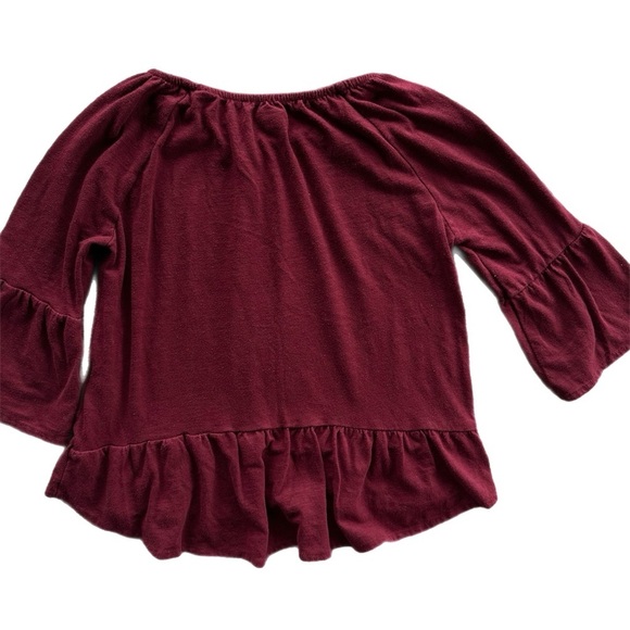 Old Navy Girls Burgundy Bell Sleeve Blouse Size 6-7 - Picture 4 of 6